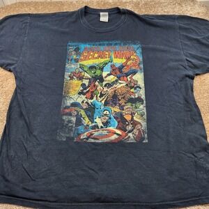Vintage‎ Marvel Secret Wars Shirt Men 2XL Black Colorful Super Hero's Free Ship